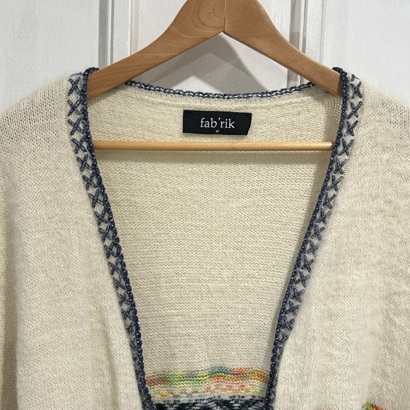 Fab'rik Southwestern Geometric Print Boho Cozy Poncho Cardigan Sweater - Medium - Picture 3 of 8